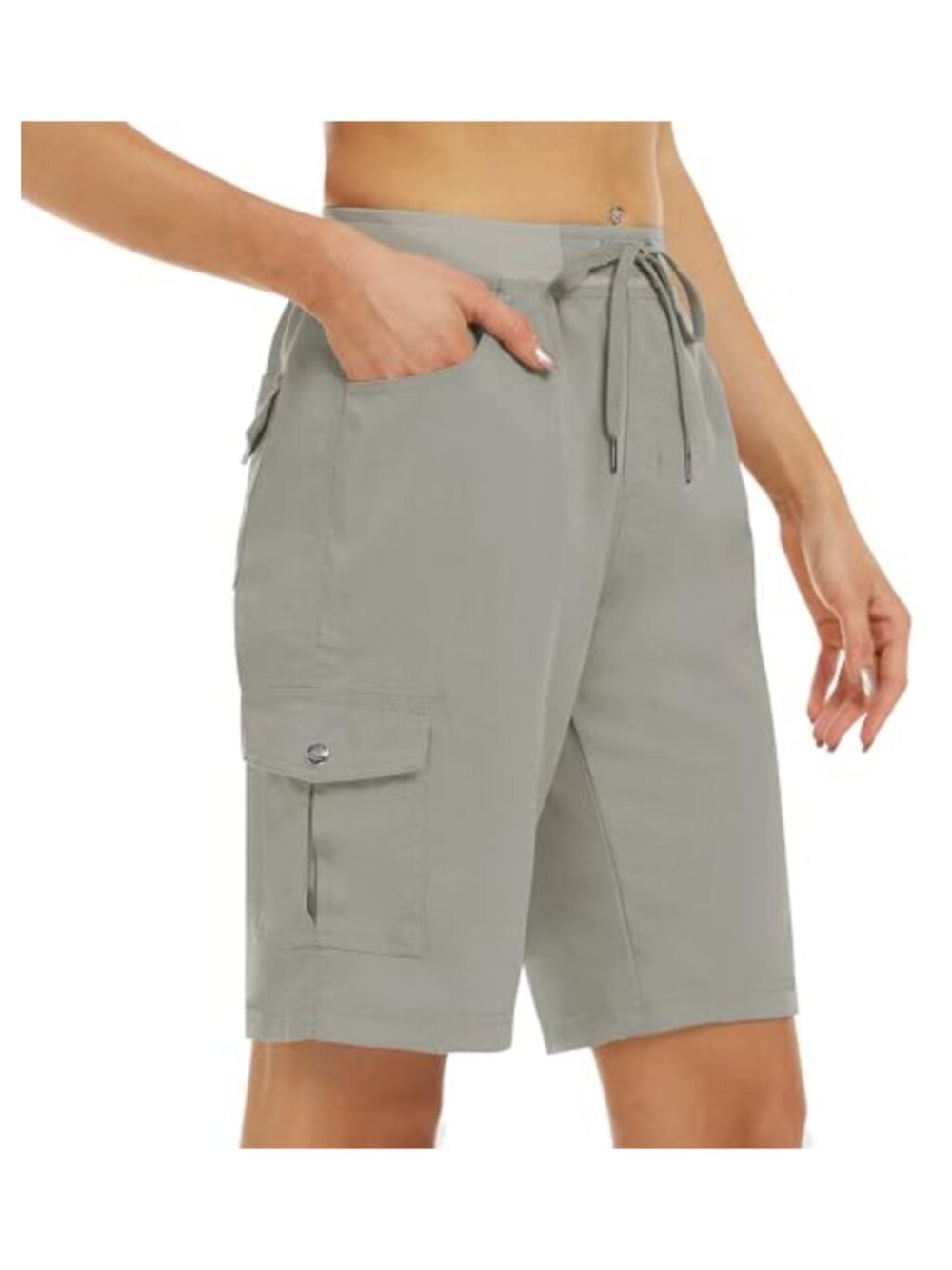 MoFiz Women's Hiking Cargo Short 6 Pocket Quick Dry Lightweight 10" Athletic